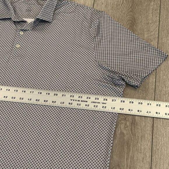 Johnnie O Golf Polo Shirt Mens 2XL Grey All Over Print Geometric Preppy Casual - Picture 5 of 7